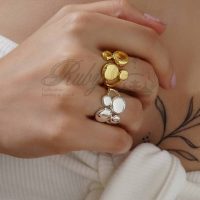 انگشتر جواهری زنانه RI00225 انگشتر جواهری زنانه مینیمال طرح جذاب رنگ ثابت ضد حساسیت های کپی اورجینال جواهر اصلی رنگ و آبکاری آب طلا رادیوم